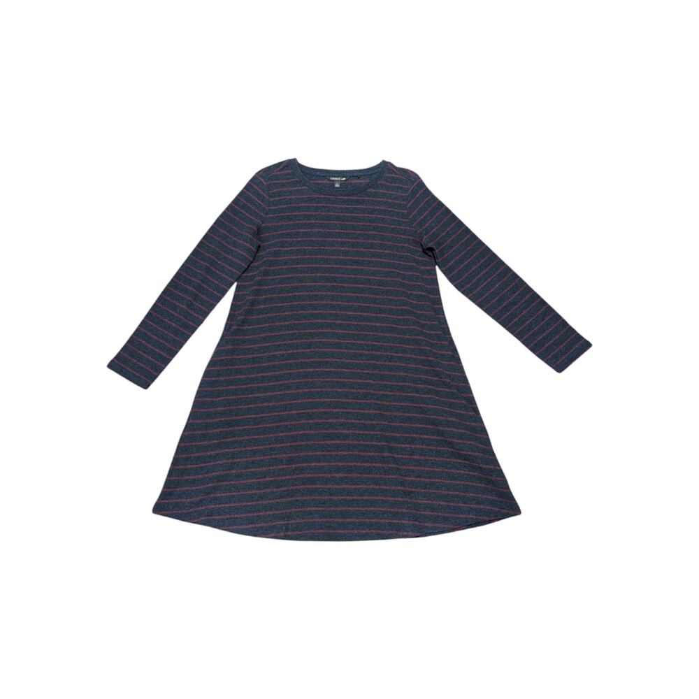 Toad and Co Foothill Long Sleeve Swing Dress Striped Navy Blue Red Womens Large